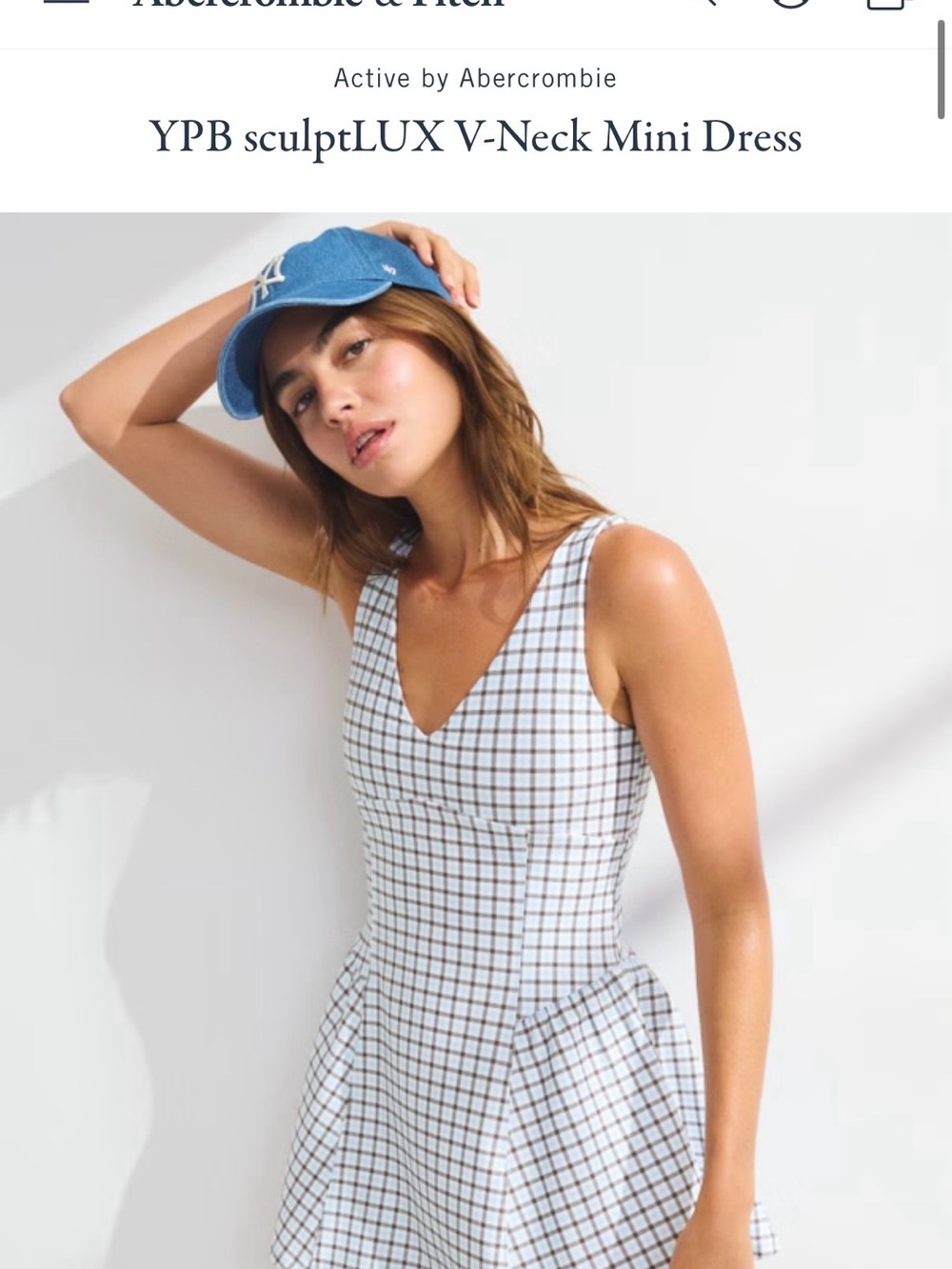 Abercrombie & Fitch White Grid V-Neck Mini Dress - Picture 2 of 2